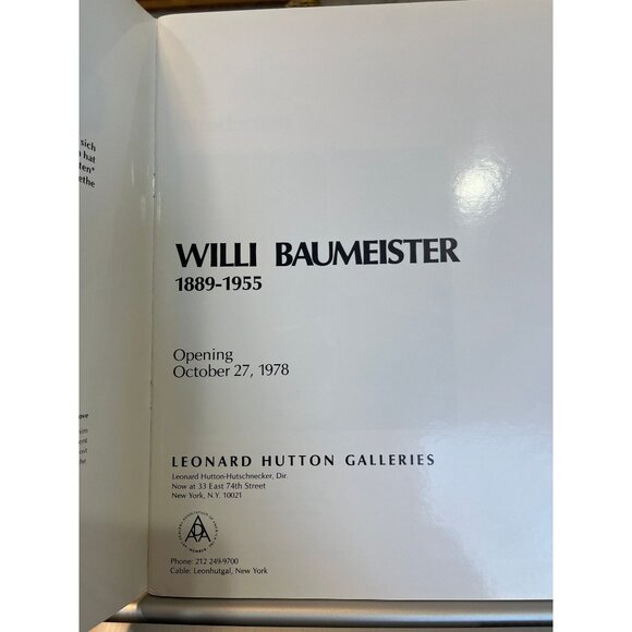 Willi Baumeister 1889-1955 First Edition Baumeister, Willi Leonard Hutton - Picture 3 of 7